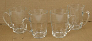 Vintage Arcoroc ARC France Clear Glass Coffee Tea Mugs 3.5" Set of 4